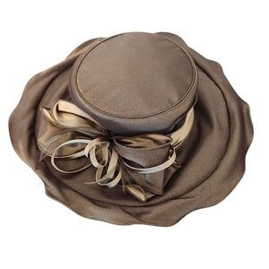 Giovannio New York Women’s Satin Hat in Brown and Taupe One Size NWT